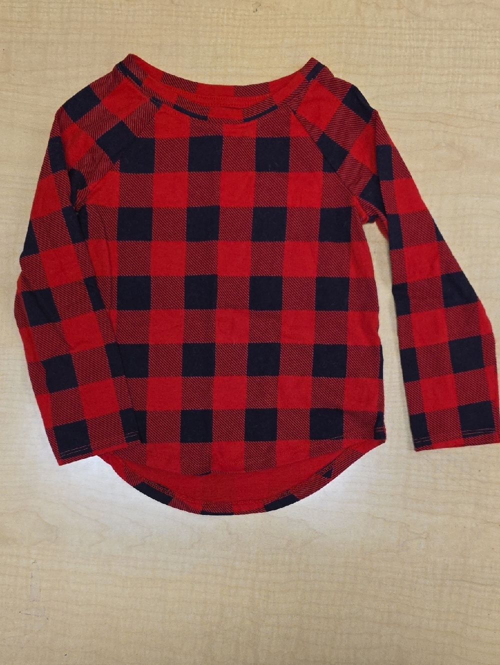 Cat & Jack Red and Black Buffalo Plaid Long Sleeve Top